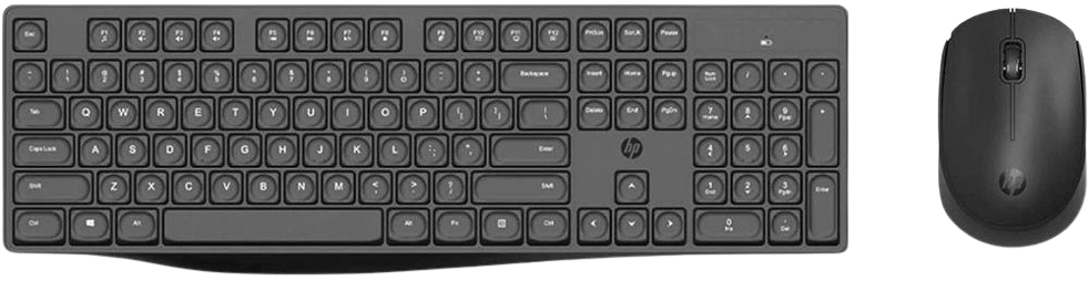 HP CS10 Wireless Keyboard & Mouse Combo, Ergonomic Design and Silent Typing Keys English-Arabic Layout, Black